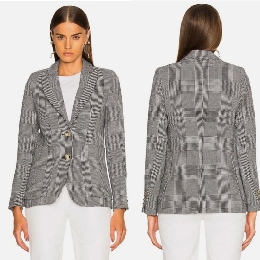 Smythe Portrait Neck Prince of Whales Plaid Blazer -4